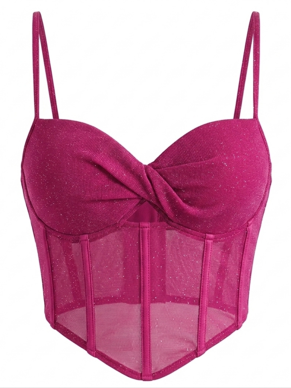 Hot Pink Sparkle Bustier Corset Top | Glam Y2K Clubwear NWT
